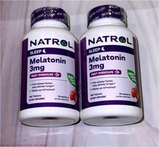 2 PACK  Natrol Melatonin Fast Dissolve Strawberry 3 mg, 150 Tablets EXP 01/26 