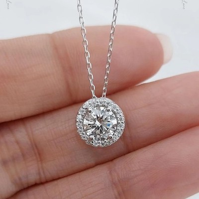 3 Ct Certified ''ROUND'' white Diamond Solitaire Pendant, 925 sterling silver