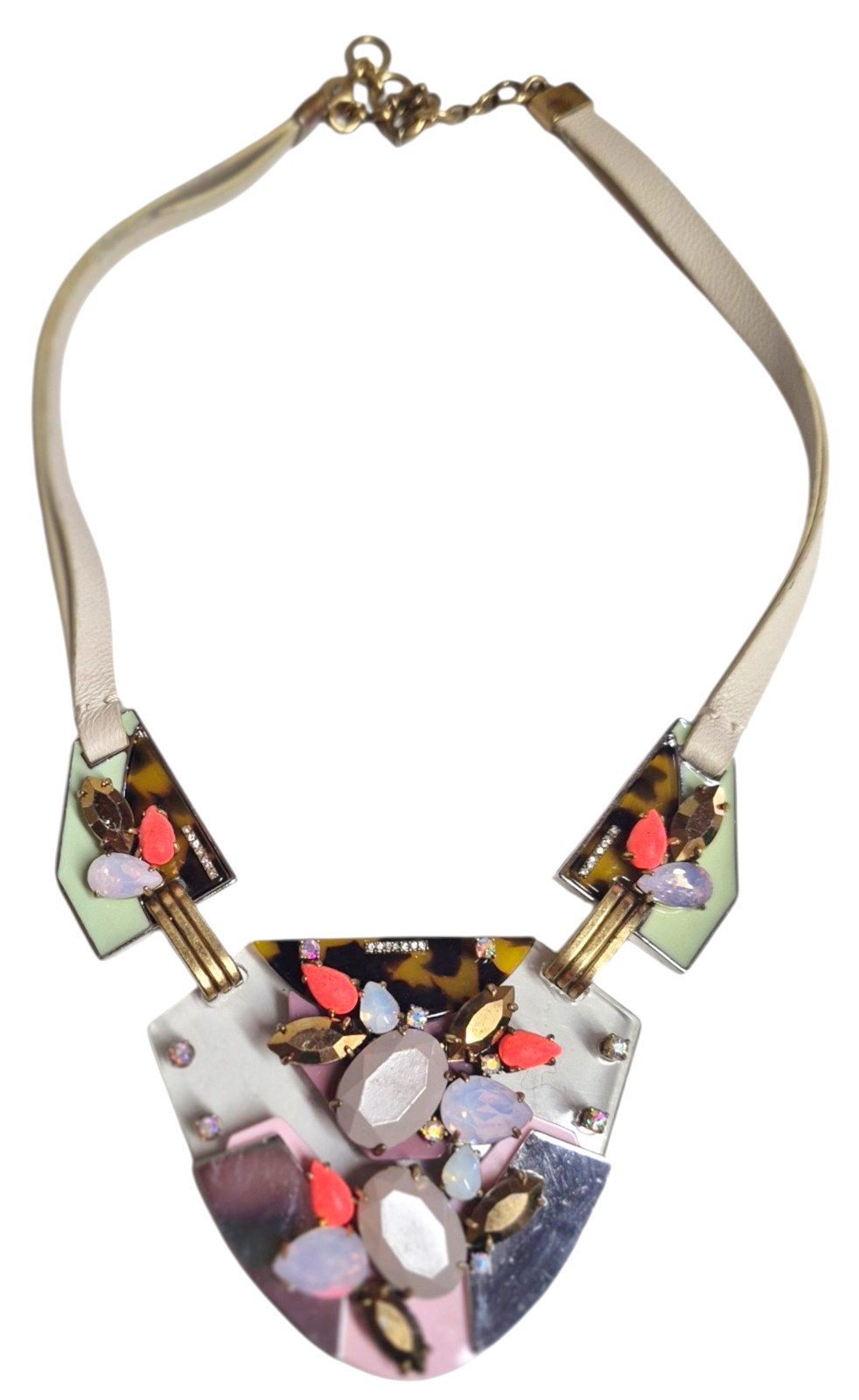 J.Crew Techtonic Statement Necklace Tortoise Grey… - image 1