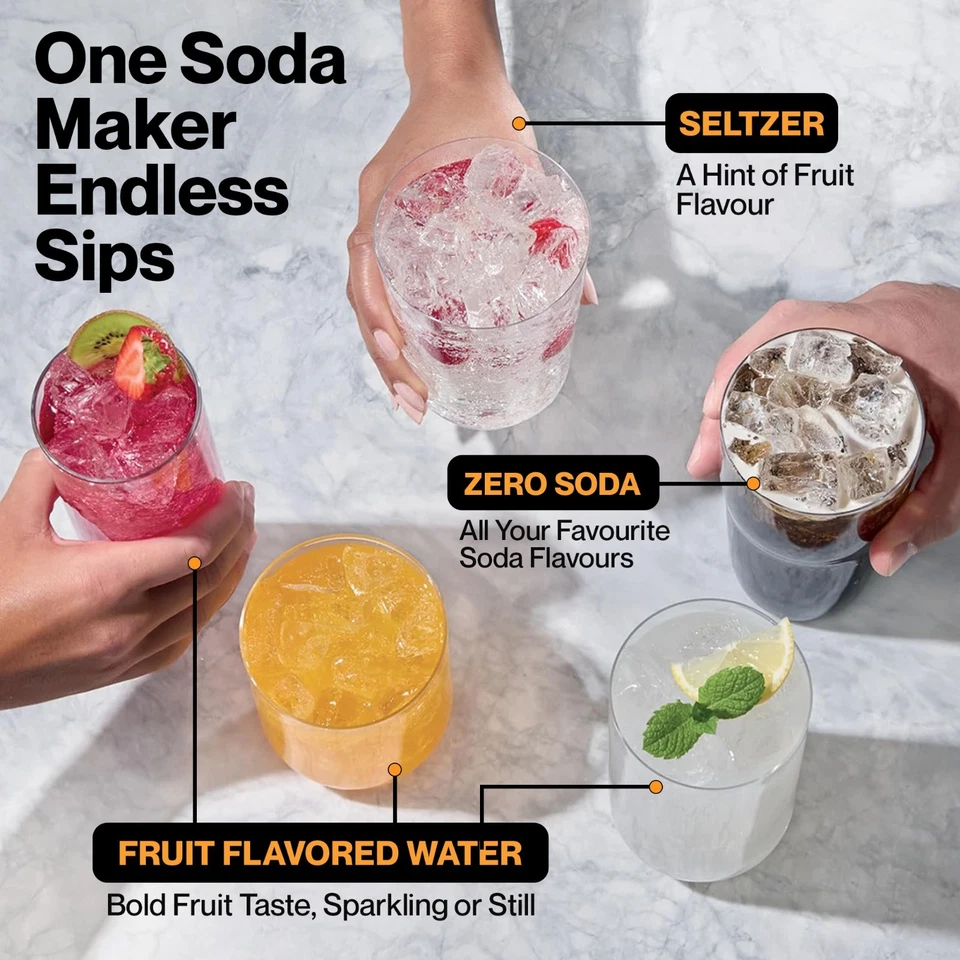 FizzitPro Sparkling Water Soda Maker +  CO₂ Gas Cylinder & BPA-Bottle -BLACK - Image 3 of 4