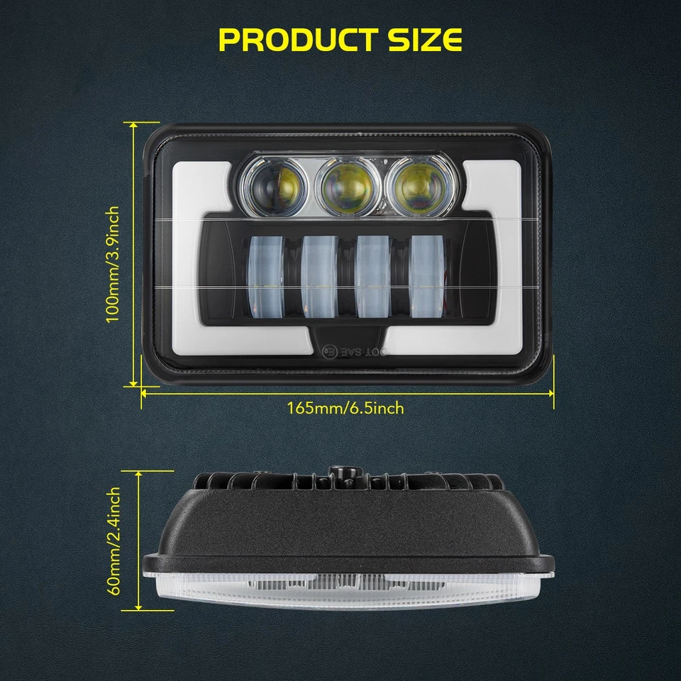 Faros LED de 4x6 pulgadas alto/bajo DRL giro para GMC W3500 W4500 W5500 adelante 4 piezas Foto 4 de 4