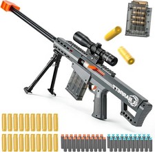 Toy Sniper Rifle Soft Bullet Toy Gun 30in Dart Foam Blaster Prop Gun -Gray