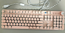 Pink Retro Typewriter Mechanical Keyboard LED Backlit USB Missing Key 