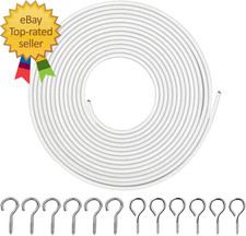 White Curtain Wire 5 Meter Wall Decor Picture Hanging Kit with 6 Pairs