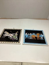 2 VTG Greek Wall Tiles - Niarchos Hellas And Trojan Horse H & R JOHNSON 
