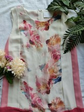 Dalia Dress Size 2  Floral Colorblock Sleeveless Short Silky Shift