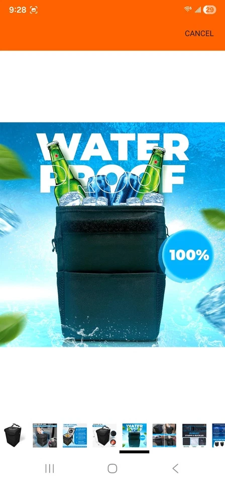 Bolsa organizadora portátil negra impermeable para cubo de basura para automóvil Foto 4 de 4