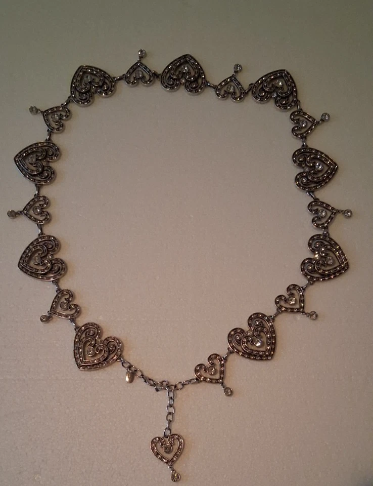 Cinturón Cadena Corazón Estrás Plata Brillante -Y2k Estilo De Colección Cintura Cadera Accesorio Foto 4 de 4