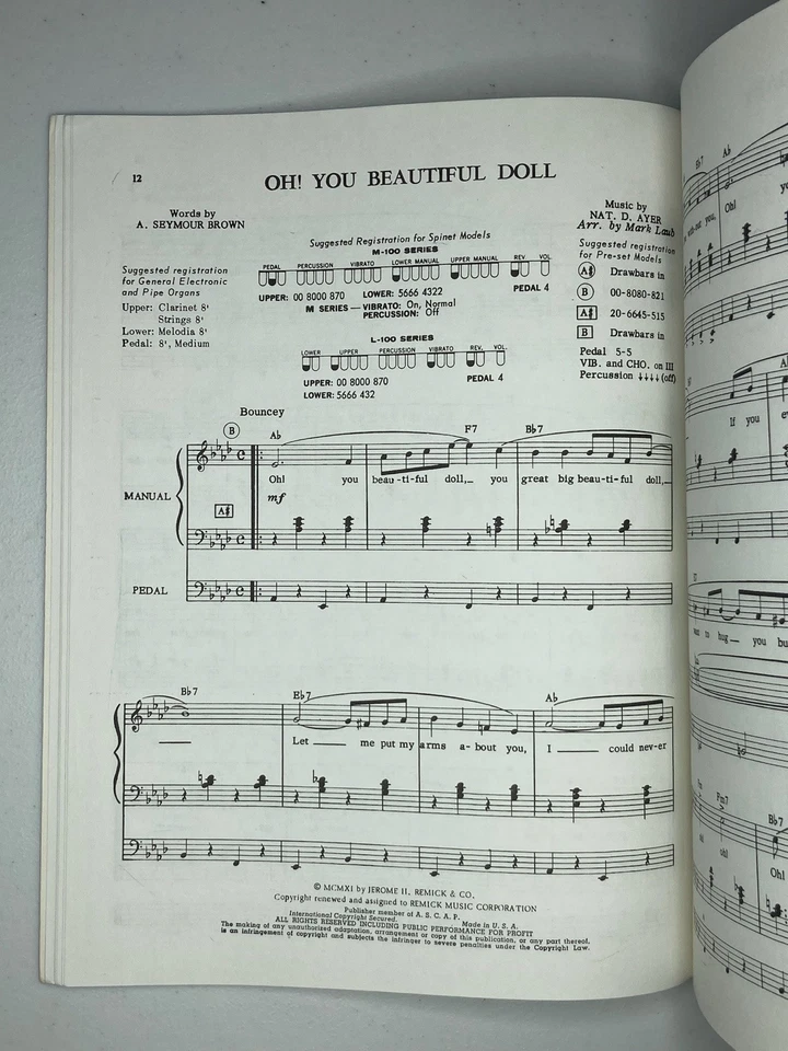 Hits of the Gay 90s MPH Series All Organ No. 7 Mark Laub Sheet Music Book Chords - Image 4 of 4