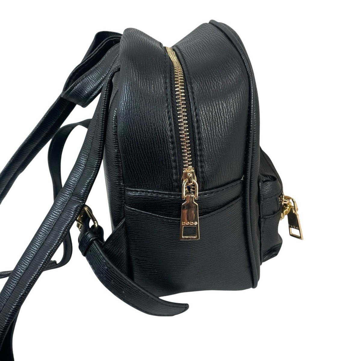 Bebe Gianna Black Mini Vegan Leather Backpack NWT Rer $109 NWOT BEBE Small Black Gianna Backpack Handbag Vegan Leather  main image 4