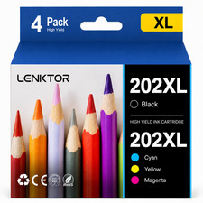 202XL Ink 4PK Black/Cyan/Magenta/Yellow Replacement for Epson XP-5100 WF-2860
