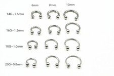 100 piezas 20G 18G 16G nariz labio labret oreja pezón anillos perforación herraduras CBR