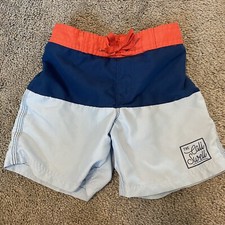 H M Toddler Boys Swim Shorts red Blue Striped Trunks Size 2-4 years bathing suit