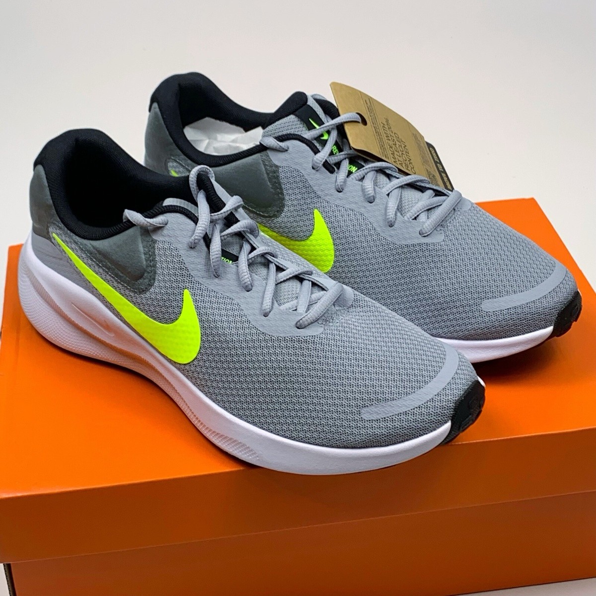 Size 10 - Nike Revolution 7 Wolf Grey Volt for sale online 