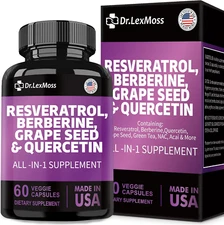Resveratrol Quercetin Berberine Supplement Grape Seed Extract Green Tea Extract,