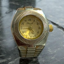 Vintage Acuet Quartz Finger Watch Japan Movement Gold & Silver Tone