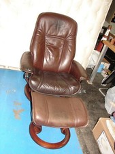 Vintage Ekornes stressless recliner and matching ottoman, LOCAL PICKUP ONLY