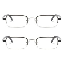 2 Pairs Mens Half Frame Lightweight Rectangular Reading Glasses Classic Readers