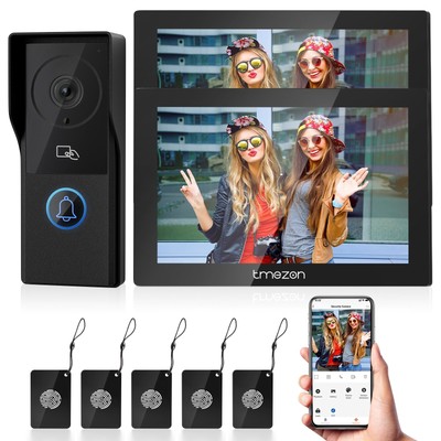 TMEZON 1080P WLAN Video Türsprechanlage 2xIP Monitor & Außenkamera Klingelanla