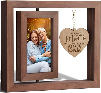 Mothers Day Gifts Picture Frame Double-Sided 4''x6'' Photo W/ Warm Heart Pendant