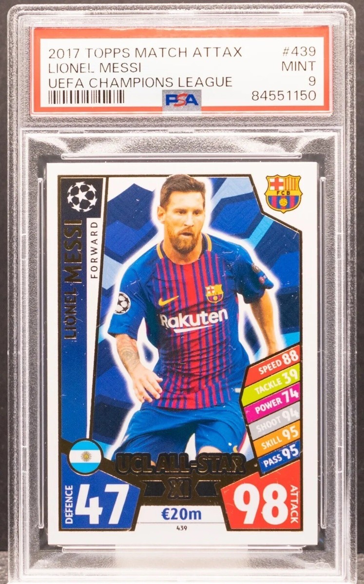 LIONEL MESSI 2017 Topps Match Attax UEFA Champions League 439 PSA