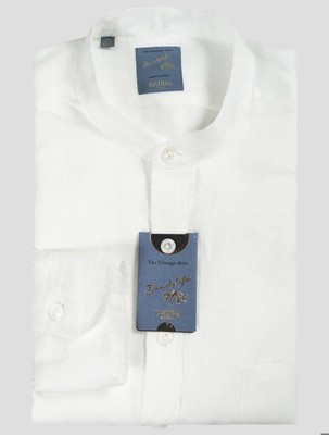 Barba Napoli White Linen Polo Shirt B181 Man