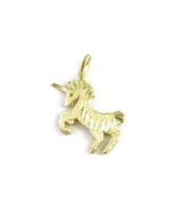 14K Yellow Gold Unicorn Charm Necklace Pendant  0.9