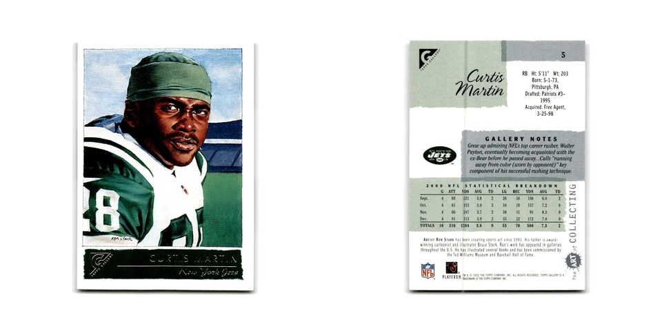 Curtis Martin 2001 Topps Gallery #5 New York Jets Football Card NM - Image 3 of 3