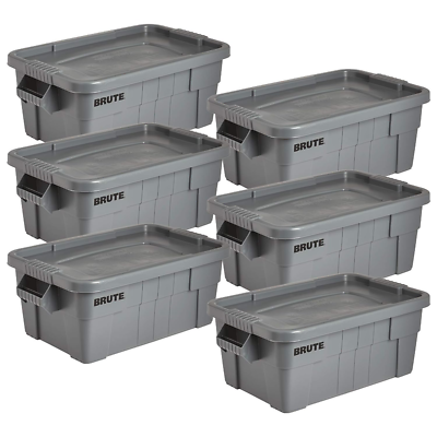 #ad Rubbermaid Commercial BRUTE 14G Heavy Duty Storage Bin with Secure Lid 6 Pack $283.11