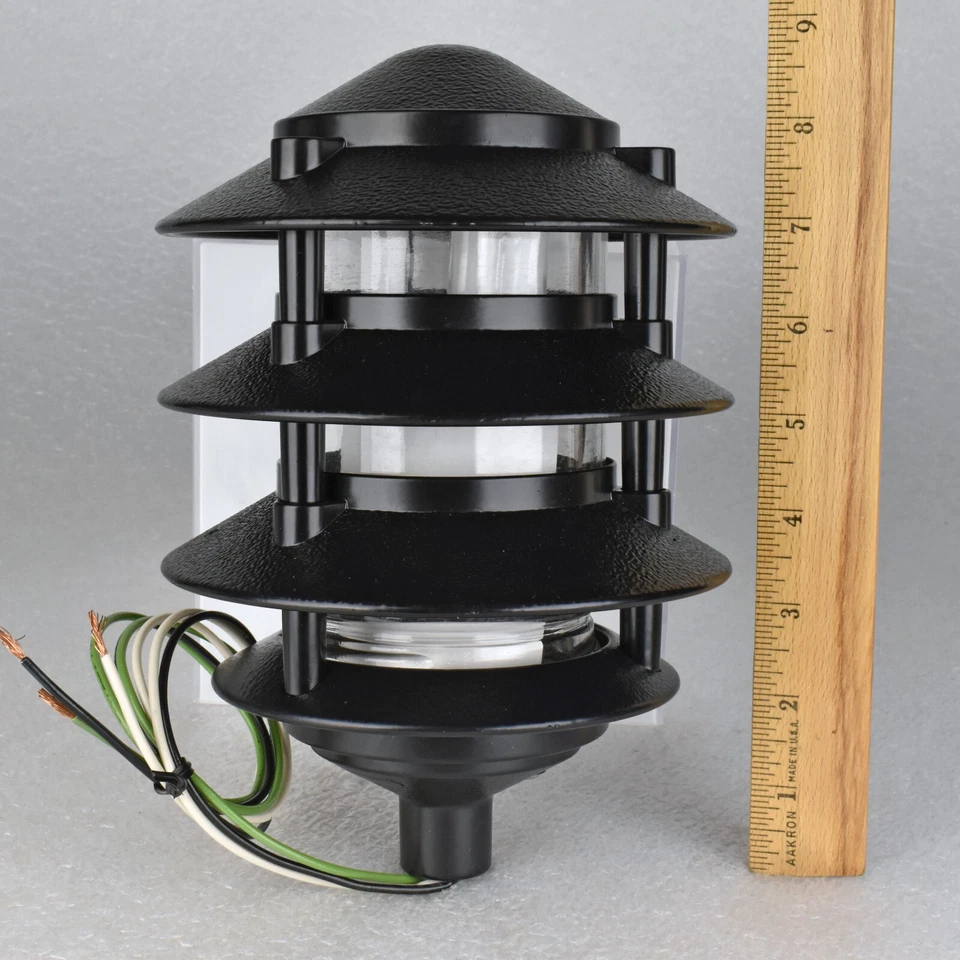 Adjusta-Post Outdoor 4-Tier Black Metal Pagoda Path Light Fluorescent 100W NOS - Image 3 of 4