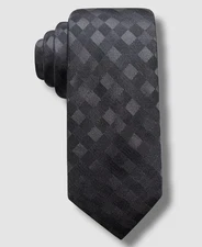 Ryan Seacrest Distinction Men's Black San Leo Gingham Silk Check Tie Size 56 x 3