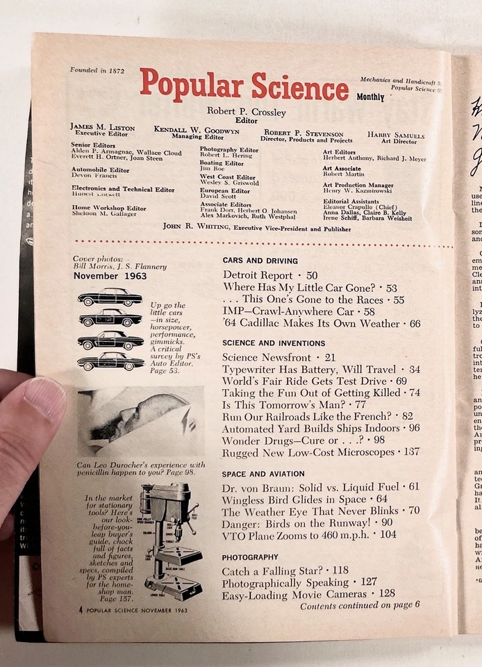 1963 Nov POPULAR SCIENCE World's Fair Rides ELECTRIC TYPEWRITER home microscopes - Image 4 of 4