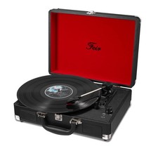 Vinyl Record Player with Speakers 3 Speed Portable Turntable Suitcase Built i...