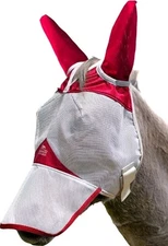 Harrison Howard Mule Donkey Fly Mask With Nose Cover, Red, S, Long Ears