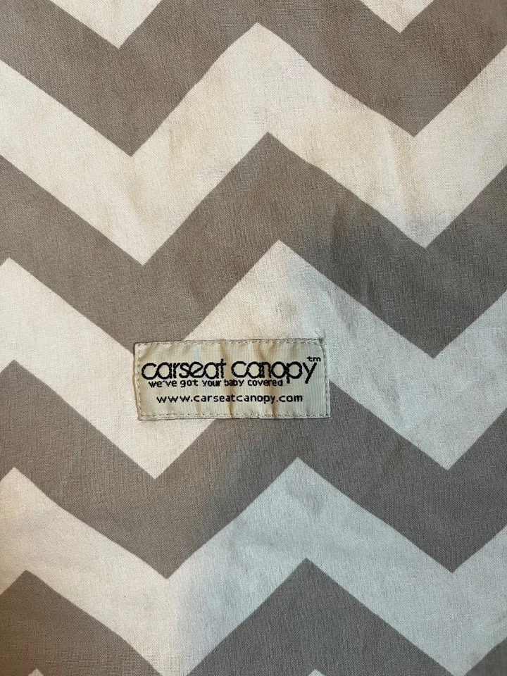 Carseat Canopy Chevy Gray White Chevron Soft Infant Cover one-Size - Image 2 of 4