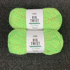 Lot Of 2 Big Twist Jellybean, Colorway Sour Green Apple, NEW 218.7yds Ea, 3.5oz