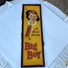 BIG BOY “A REAL DRINK” Embossed Tin Sign• Robertson Steel & Iron Co•Vintage Soda