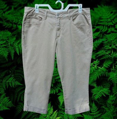 Time and Tru Womens Crop Capri Denim Jeans Beige Size 20