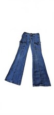 Wild Fable Girl's Size 4 Blue Denim Flared Cargo Jeans