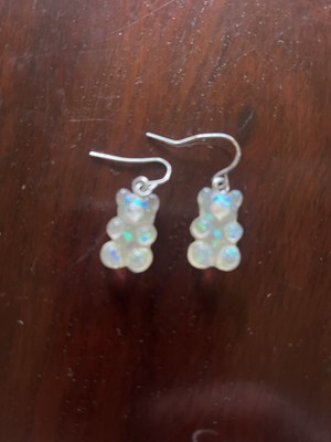 Clear Gummy Bear Cute Earrings, Womans Fashion Dangle Teddy Bear Style, Casual