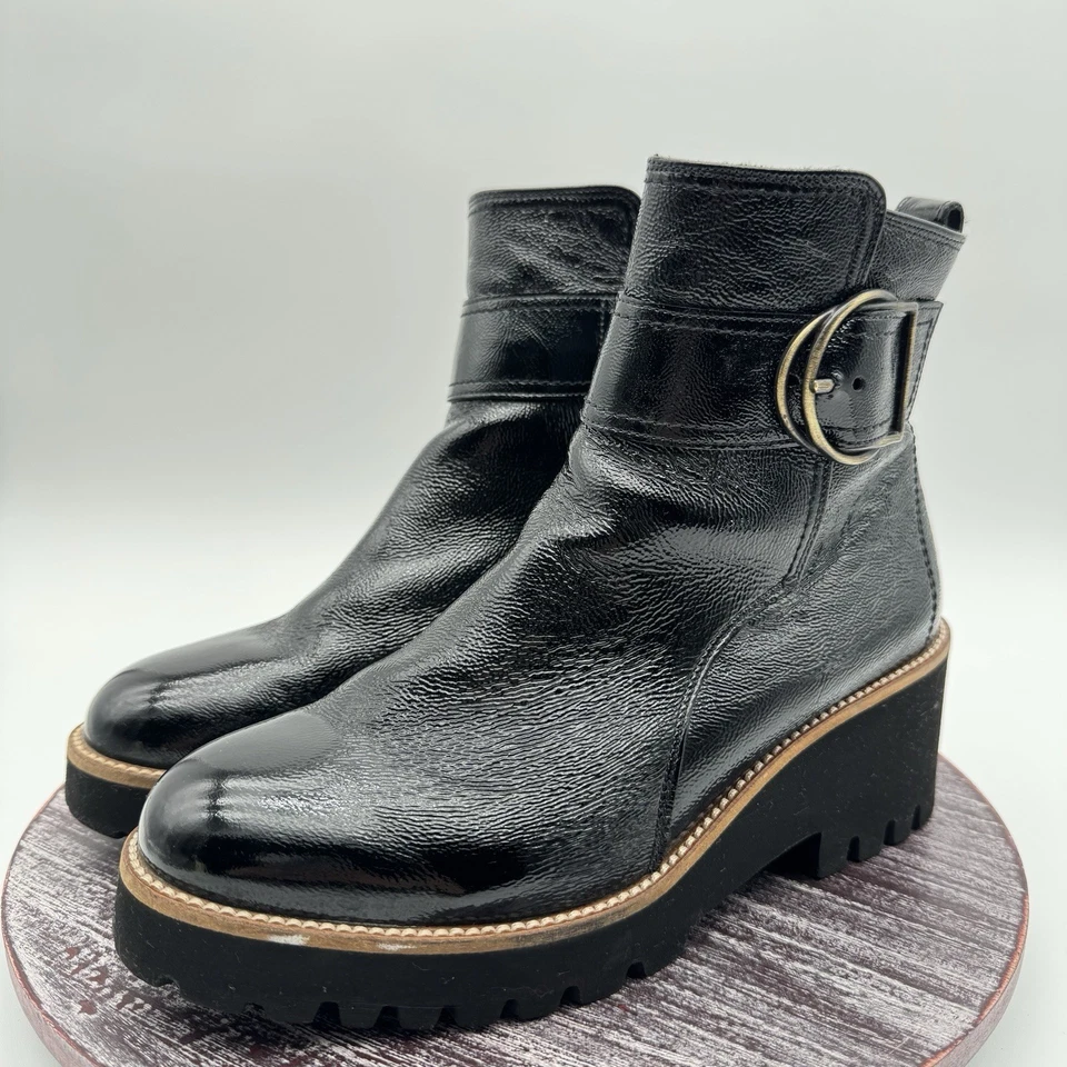 Paul Green Boots Womens 5 Dynamic Patent Leather Crinkled Chunky Outsole Shoes - Image 3 of 4