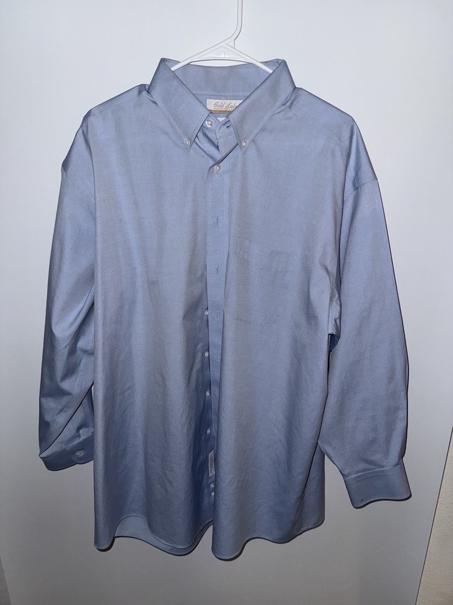 gold label fitted dress shirt Roundtree & Yorke Fitted GOLD LABEL Dress Shirt 17/35 Gray White Stripe Non  Iron