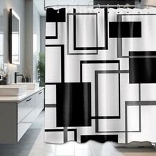 Shower Curtain Geometric Shower 60"W x 72"L Pack of 1 Black and White