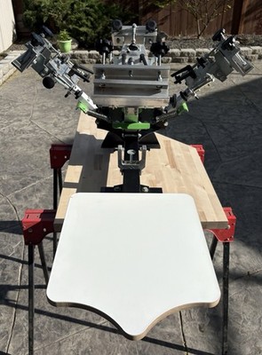Riley Hopkins 250 4 Color 1 Station Screen Printing Press with XY Micro Reg.