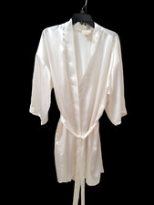 Inner Most White Satin Kimono Robe Belted Lace Trim Womens Large