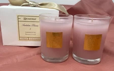 Aromatique Santalum Blooms Glass Votive Candle 2pc Gift Set 2.7oz Each New Box