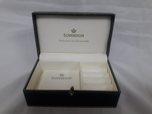 Sovereign Empty Watch Box Green Tooled Leather Vintage - Picture 7 of 8