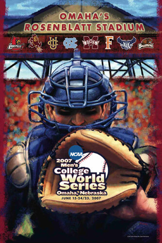 NCAA Baseball COLLEGE WORLD SERIES 2007 Official 24x36 8-Team Event POSTER - Picture 1 of 1