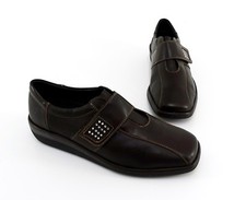 Halbschuhe Remonte Lofters Slipper Klettverschluss Echtleder braun Gr.7,5 = 40,5