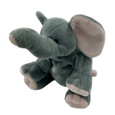 Wink Elephant Ty Pluffies Plush Grey with Pink Ears Soft Stuffed Animal 2014